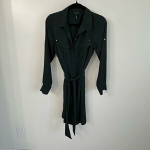 White House Black Market Dark Green Long Sleeve Dress